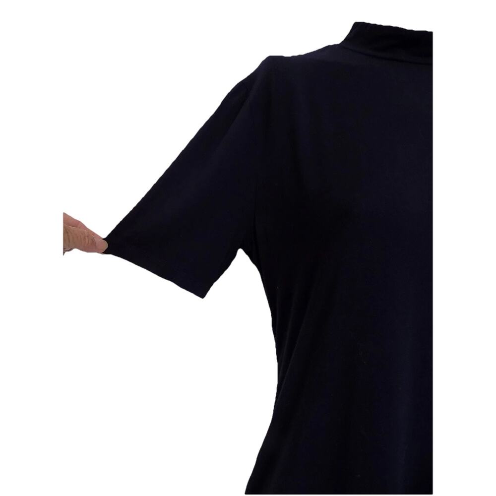 J McLaughlin short sleeve navy mock turtleneck knit top size Medium - Picture 3 of 9